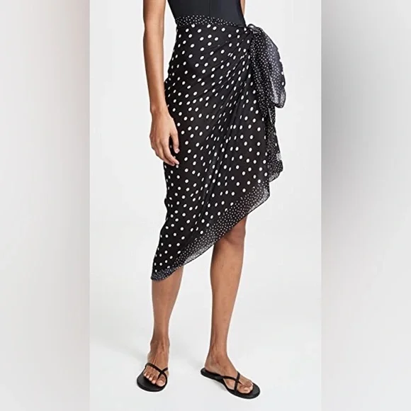 NWOT SOLID & STRIPED Pareto Sarong in Black Polka Dot - Picture 2 of 7